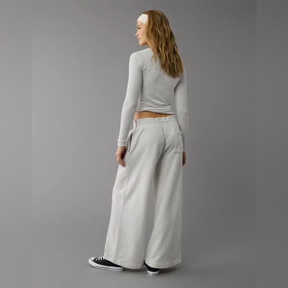 NWOT American Eagle Outfitters Light Gray Wide Leg Pants Women’s Size Large - Picture 6 of 12